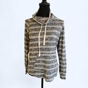 Ultra Flirt Grey and white striped cowl neck sweater Size small
